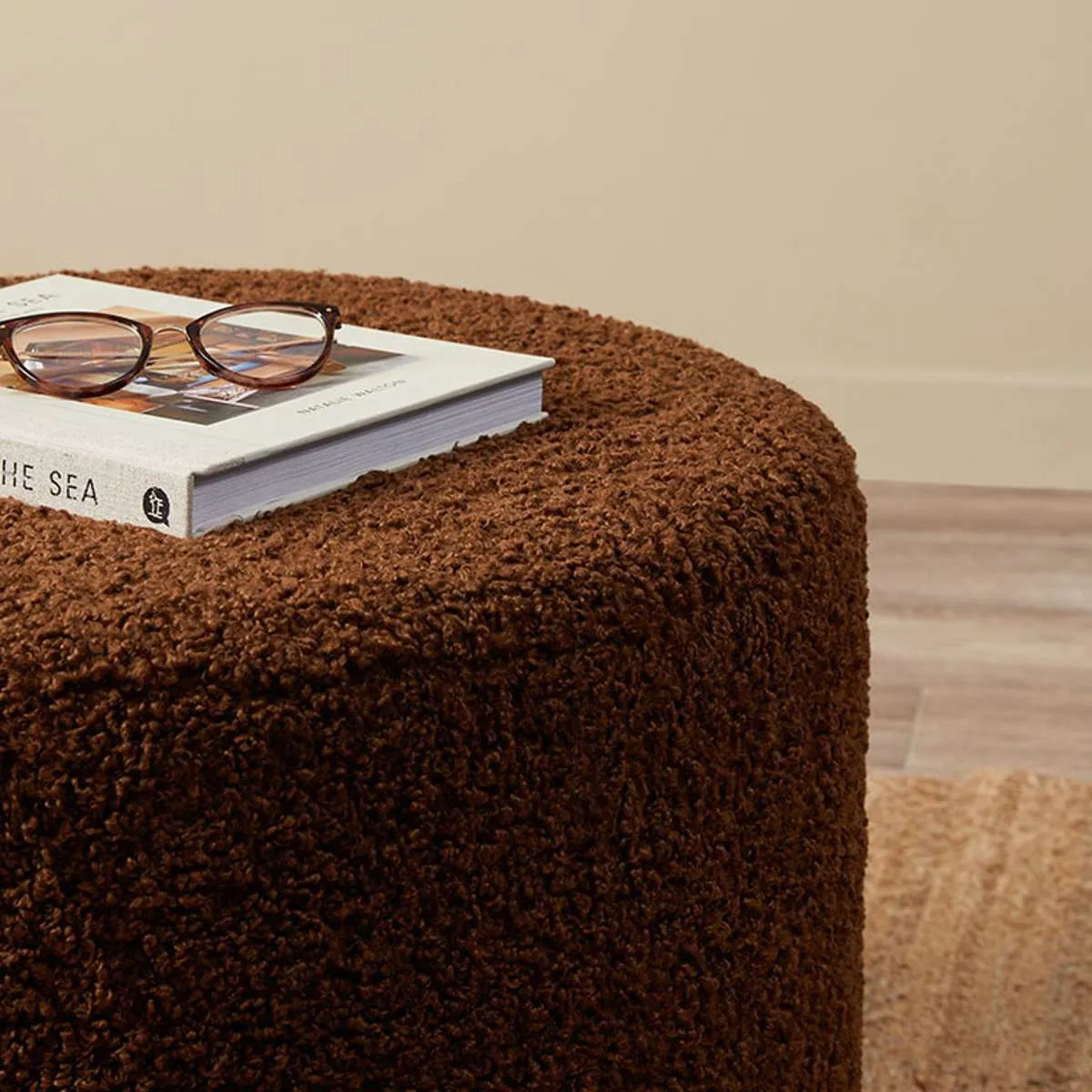 Wren Sherpa Ottoman - Chocolate